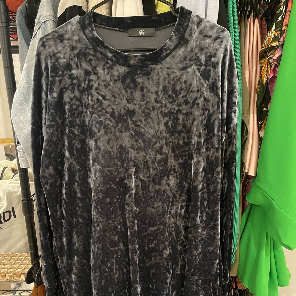 Missguided crushed velvet long-sleeved sweater dress in charcoal grey